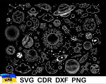 Outer Space svg, Space svg, Stars svg File, Planets svg, Solar System svg, Planet Vector, cdr, dxf, png