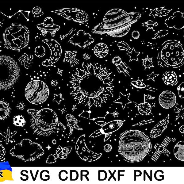 Outer Space svg, Space svg, Stars svg File, Planets svg, Solar System svg, Planet Vector, cdr, dxf, png
