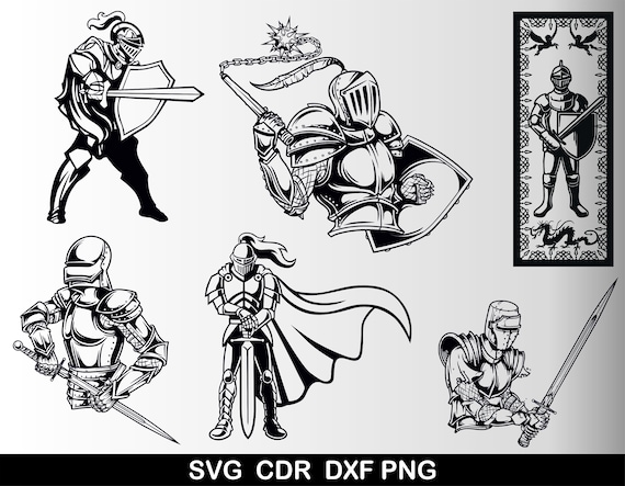 Knight Bundle Svg, Knight Clip Art, Knight svg, Medieval Silhouette, Knight Silhouettes, Knight cut file, Knight Dxf, Knight Png, Knight Cdr