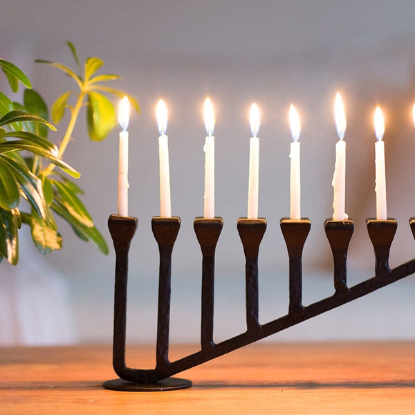 9 Candle Handmade Iron Chanukah Menorah 2 Bases Design by Stur-De - MD25006-B