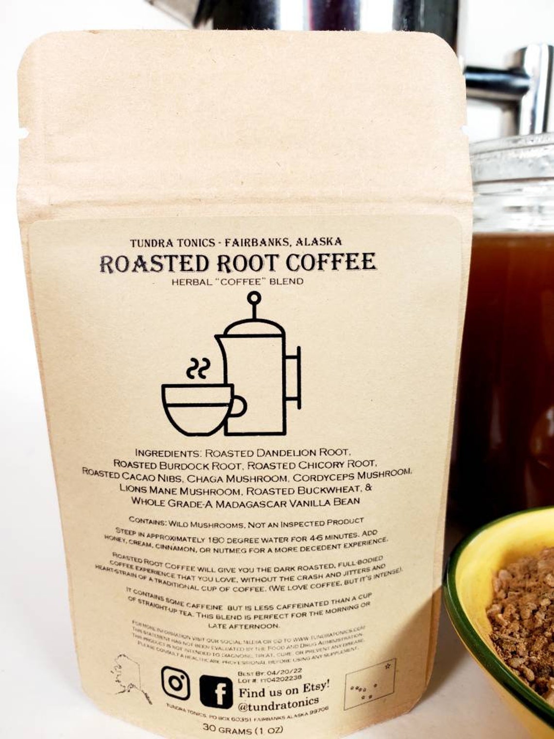 Herbal Coffee Coffee Substitute Cacao Cocoa Adaptogen Etsy