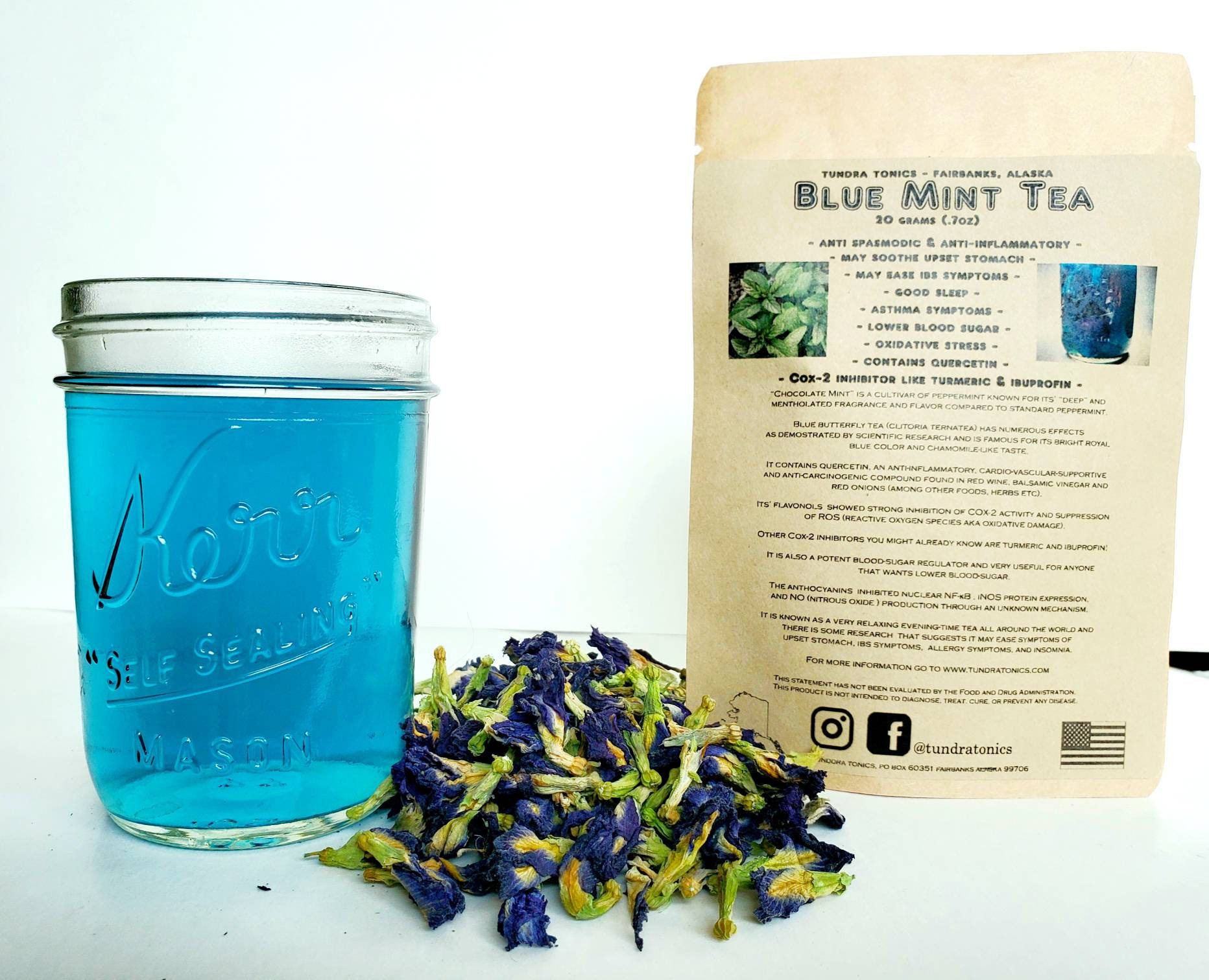 Blue Butterfly Pea Flower Tea Chocolate Mint Tea Herbal Blend Etsy