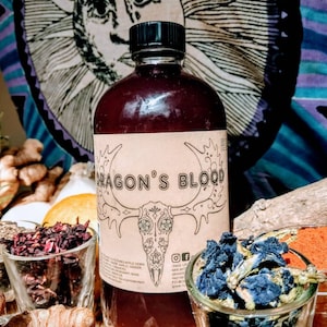 Alaskan Vinegar Fire-Tonic, aka Four Thieves Vinegar, or Master Tonic, Infused with Hibiscus & Blue Blue Butterfly Tea