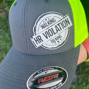 HR Violation Leather Patch Trucker Hat, Trucker Hat, Hi Vis