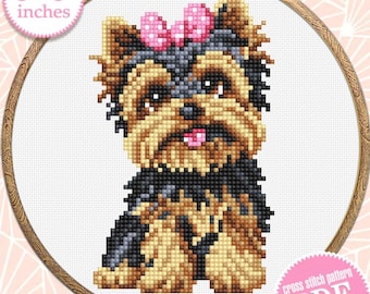 ヨーキー犬のクロスステッチ図案PDFダウンロード 初心者向け小動物用