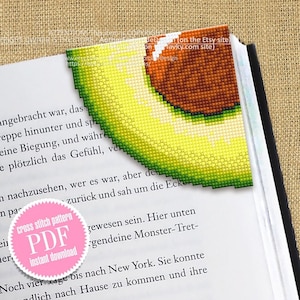 May include: A cross stitch pattern PDF for an avocado bookmark. The pattern is available for instant download.