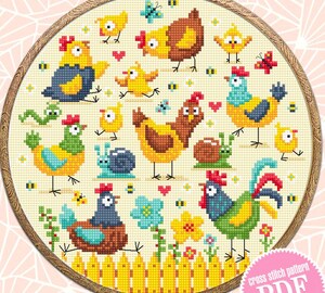 Kit Broderie Point De Croix Débutants - Motif Poule 40x50 Cm, 11CT, Fil Coton, Outils Inclus