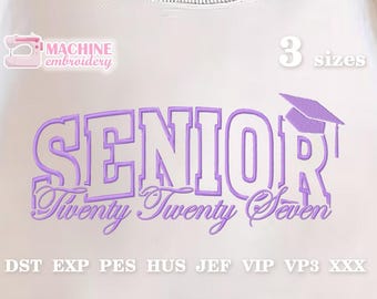 Senior 2027 Machine Embroidery File, Varsity Font Graduation Design (Digital Download)