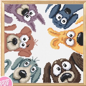 Funny dogs cross stitch pattern PDF instant download Pet cross stitch chart for beginners, Dog pattern digital PDF, Dog lover gift #K70
