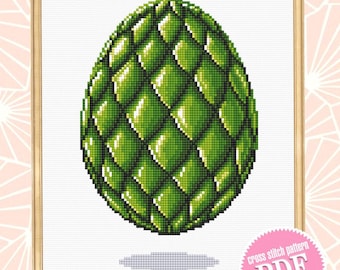 Mystery dragon egg cross stitch pattern download PDF Modern cross stitch chart, Magic Easter egg pattern digital PDF, Dragon art #K90