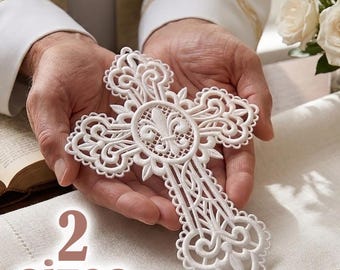 Filigree FSL Cross Machine Embroidery Design, Religious Bible Bookmark Pattern, Ornate Lace Ornament, Instant Download #FS47