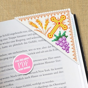 Corner bookmark cross stitch pattern PDF download Simple handmade bookmark digital PDF, Bible bookmark corner, Christian cross stitch #B130