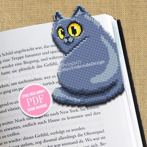 Funny cat Corner bookmark cross stitch pattern download PDF Cat cross stitch chart, Cat bookmark digital pattern PDF, Cat lover gift #B258