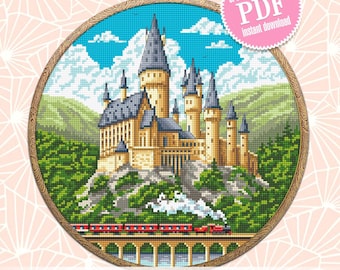 Tovenaarsschool kruissteekpatroon pdf download Magisch kasteel kruissteekkaart, Magic Kingdom patroon digitale pdf, School of Magic #C9