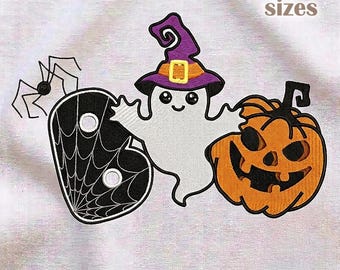 Boo Halloween Machine Embroidery Pattern, Ghost Pumpkin Spooky Design, 3 Sizes (Instant Download)