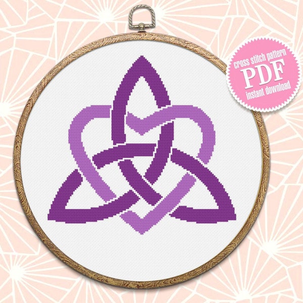 Celtic love knot cross stitch pattern download PDF Celtic heart cross stitch, Trinity knot cross stitch chart, Easy mandala pattern PDF #M60