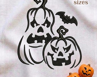 Jack O Lantern Face Machine Embroidery Design, Halloween Pumpkin Embroidery File, Spooky Season Pattern (Digital Download) #R37