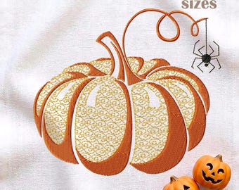 Thanksgiving Pumpkin Machine Embroidery Pattern, Fall Season Embroidery File, Halloween Design, 4 Sizes (Digital Download)