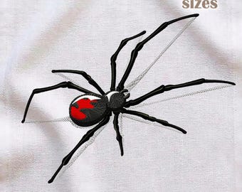 Creepy Spider Machine Embroidery Pattern, Black Widow Design, 3D Witch Danger Insect Embroidery File (Digital Download)