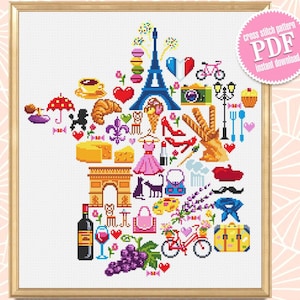 Frankreich Kreuzstich Anleitung, französisches Kreuzstichmuster, französisches Kreuzstichmuster, französisches Kreuzstichmuster, Paris Kreuzstichmuster #E7