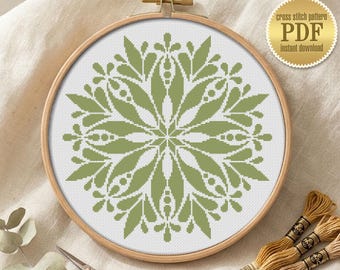 Boho Mandala Cross Stitch Pattern PDF Download, Geometric Flower Cross Stitch Chart, Easy Mandala Digital Needlepoint for Beginners #M102