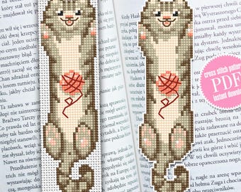 Tabby Cat Cross Stitch Bookmark Pattern PDF, Small Beginner Friendly Pet Bookmark (Instant Download)