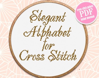 Alphabet Kreuzstich Stickmuster, PDF Kalligraphie Stichmuster, Stickmuster Vorlage, Stickmuster Vorlage #A2