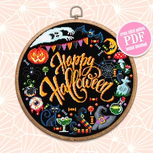 Happy Halloween Cross Stitch Pattern Download PDF Funny