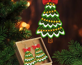 FSL Weihnachtsbaum Schleife Stickdatei - Free Standing Lace Weihnachten Stickdatei - Stickdatei, Anleitung #FS10
