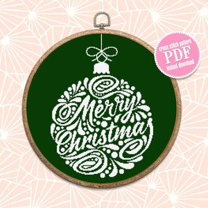 Christmas ball cross stitch pattern download PDF Christmas ornament cross stitch chart Holiday hand embroidery PDF, DIY Christmas decor #N14