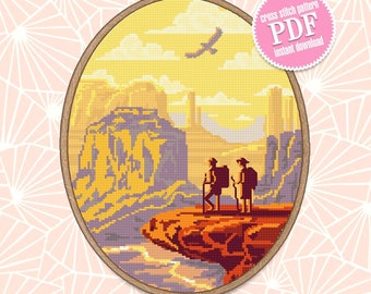 Zion national park cross stitch pattern download PDF Monument Valley cross stitch Arizona Utah cross stitch modern Adventure awaits #L22