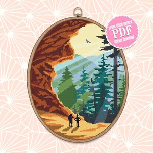 Great Smoky Mountains National park Kreuzstichvorlage PDF Berglandschaft Stickbild Anfänger Natur USA Kreuzstichvorlage #L27