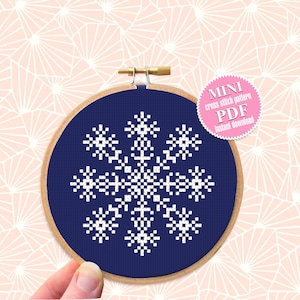 Snowflake cross stitch pattern download PDF Christmas snowflake ornament digital Christmas cross stitch chart Small winter embroidery #N2