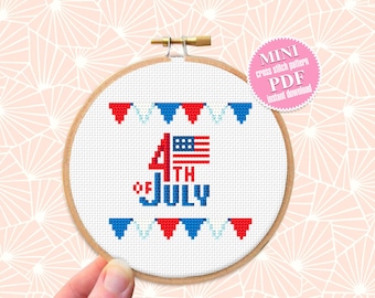 Fête de l'Indépendance 4 juillet modèle de point de croix Télécharger le drapeau américain grille de point de croix, Point de croix patriotique et Mini drapeau américain #T22