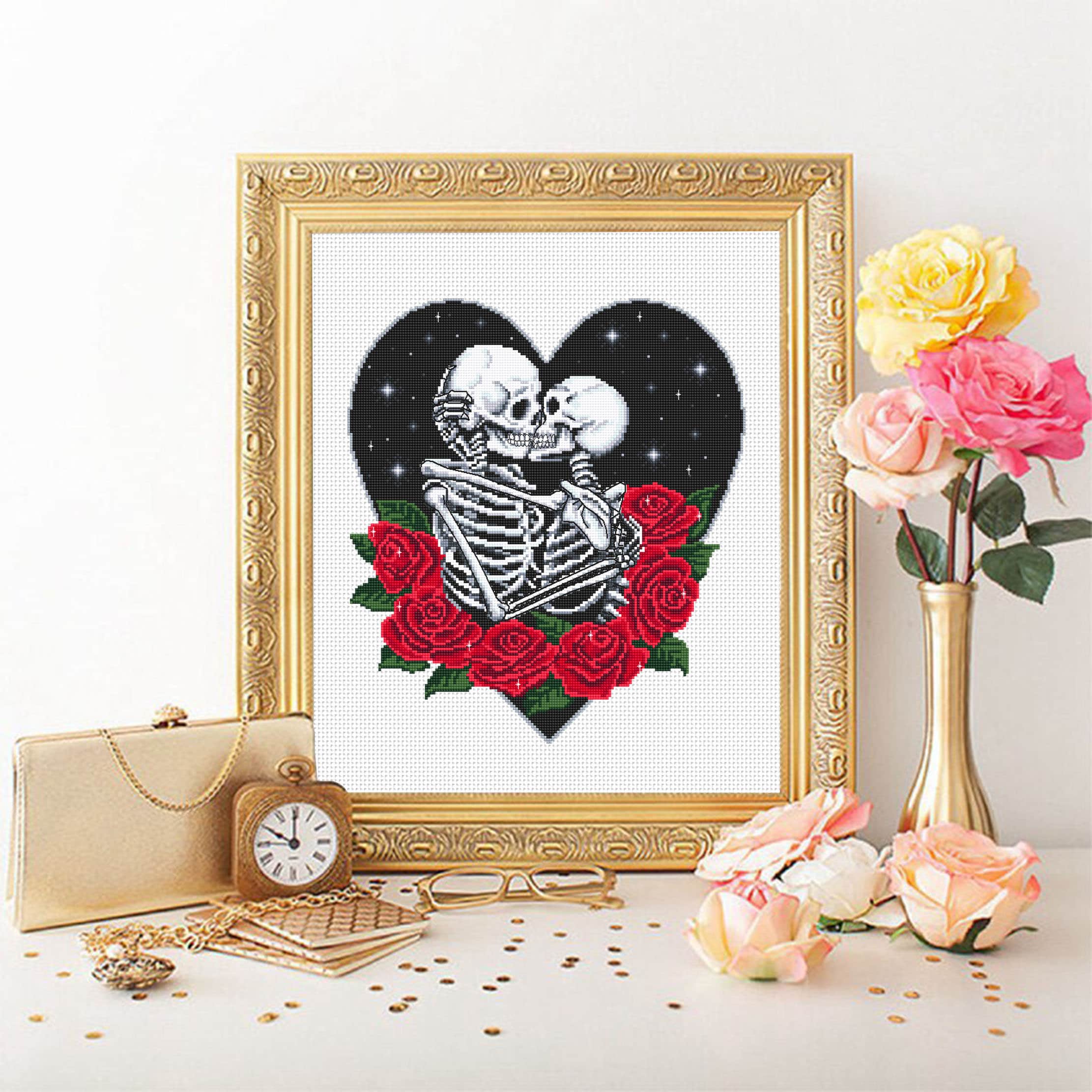 Skeleton Couple in Love Gothic Cross Stitch Pattern Download PDF Gothic ...