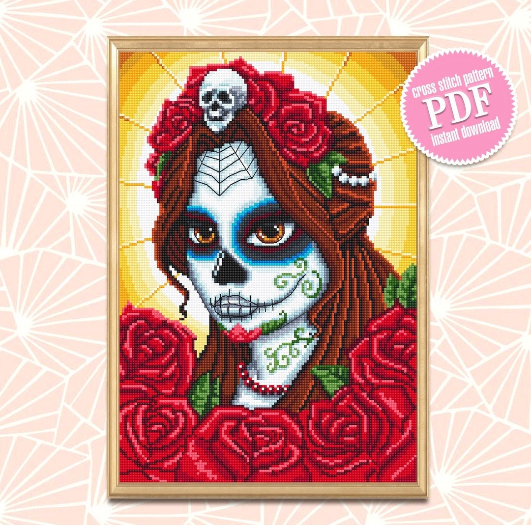 Catrina Sugar Skull Cross Stitch Pattern Download PDF Day of the Dead ...