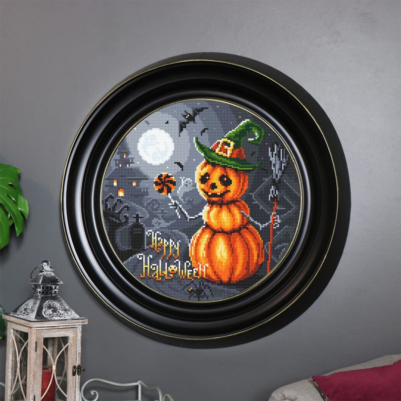 Happy Halloween Cross Stitch Pattern Download PDF Snowman Pumpkin Cross ...