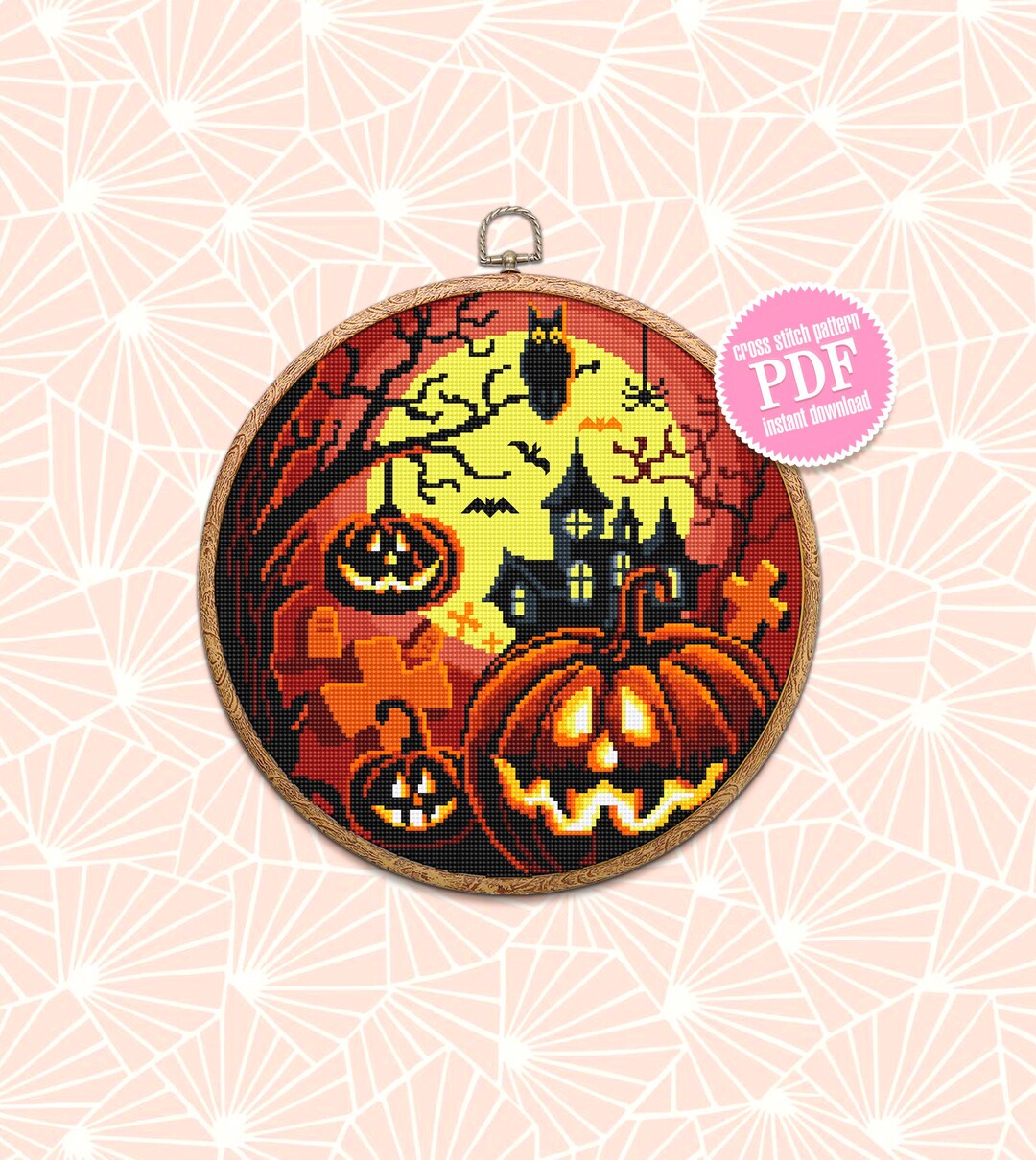 Halloween Cross Stitch Pattern Download PDF Spooky Cross - Etsy
