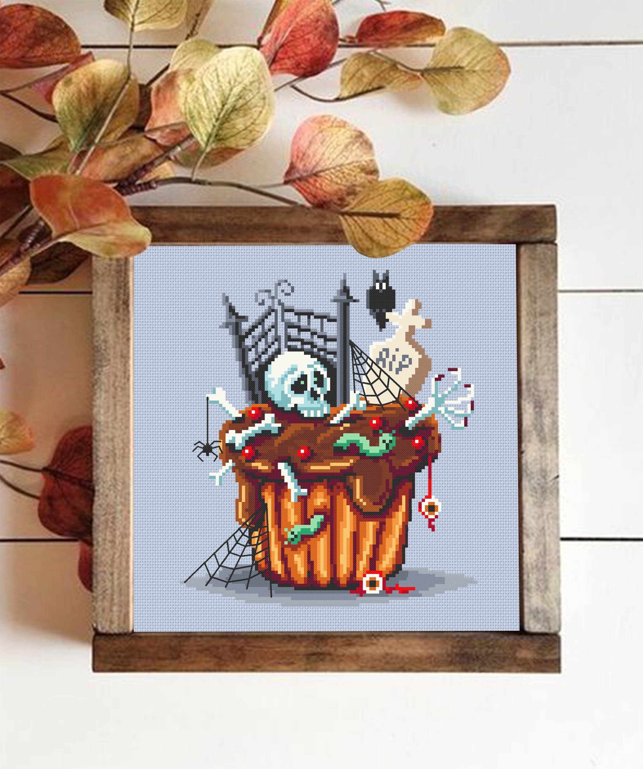 Halloween Cupcake Cross Stitch Pattern Download PDF Spooky Cross Stitch ...