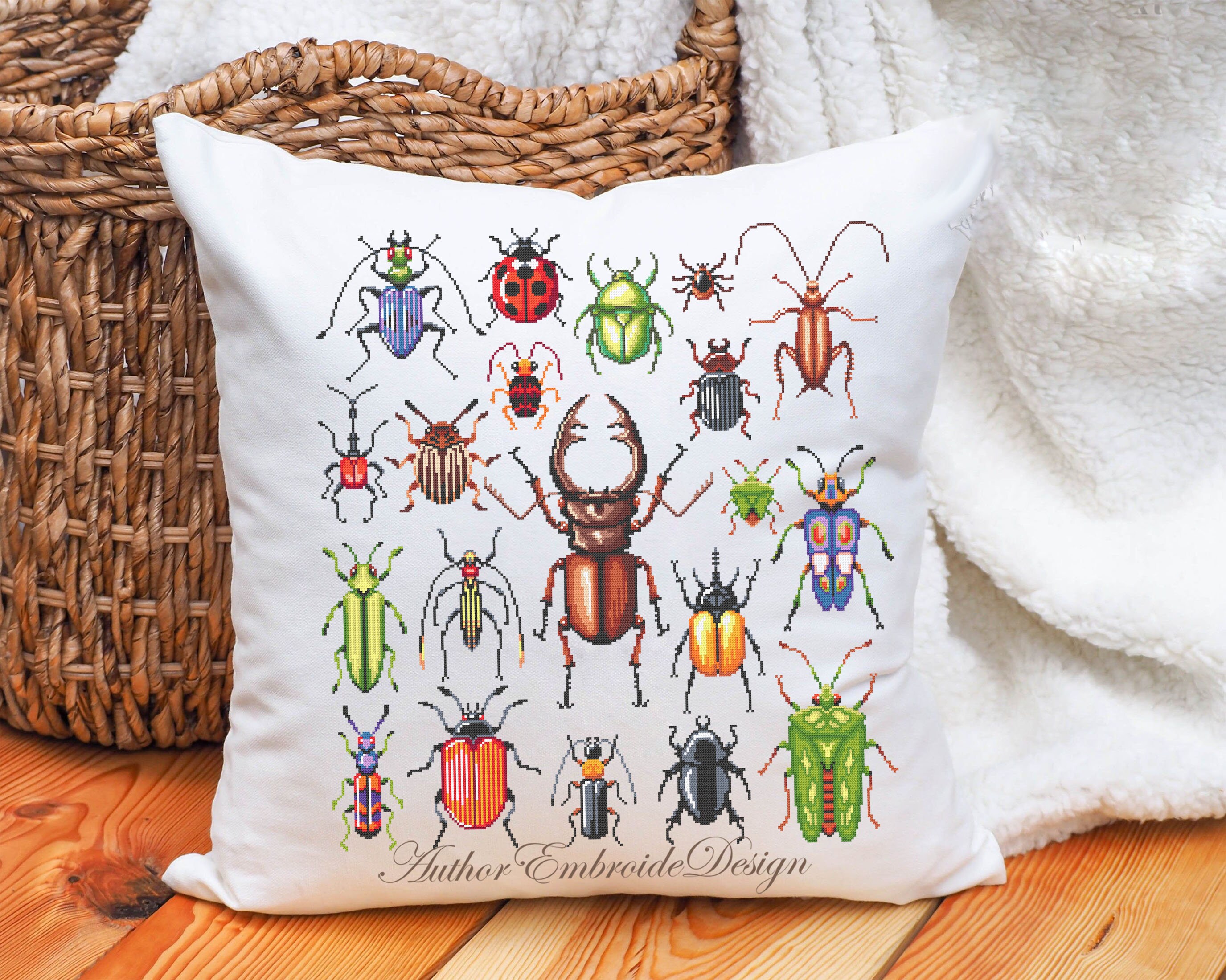 Bugs Cross Stitch Pattern PDF Download Sampler Beetles Cross