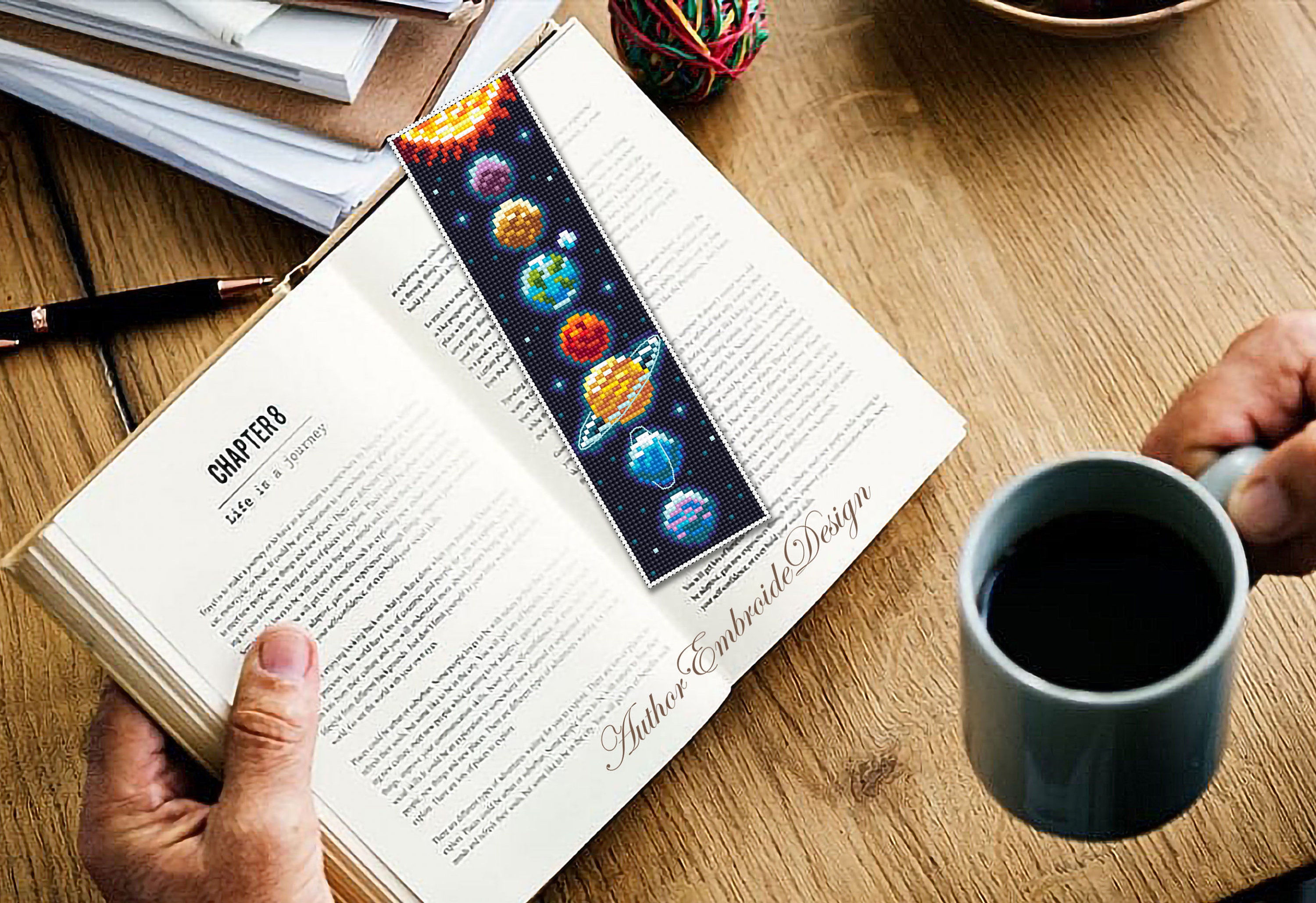 Solar System Bookmark Design Solar System Bookmark Cross Stitch Pattern PDF Download Planets Cross ...