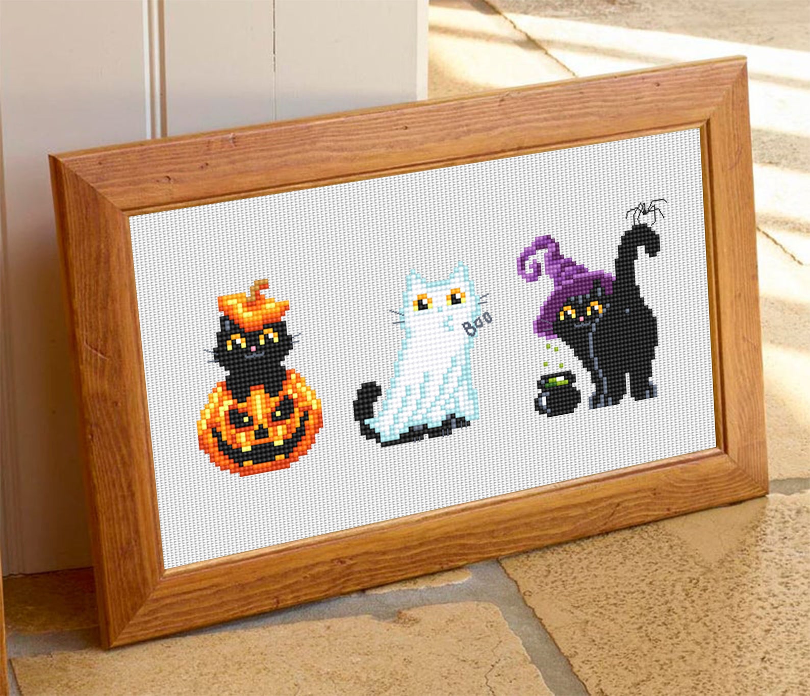 Set Halloween Cats Cross Stitch Pattern PDF Download Cute Black Cat ...