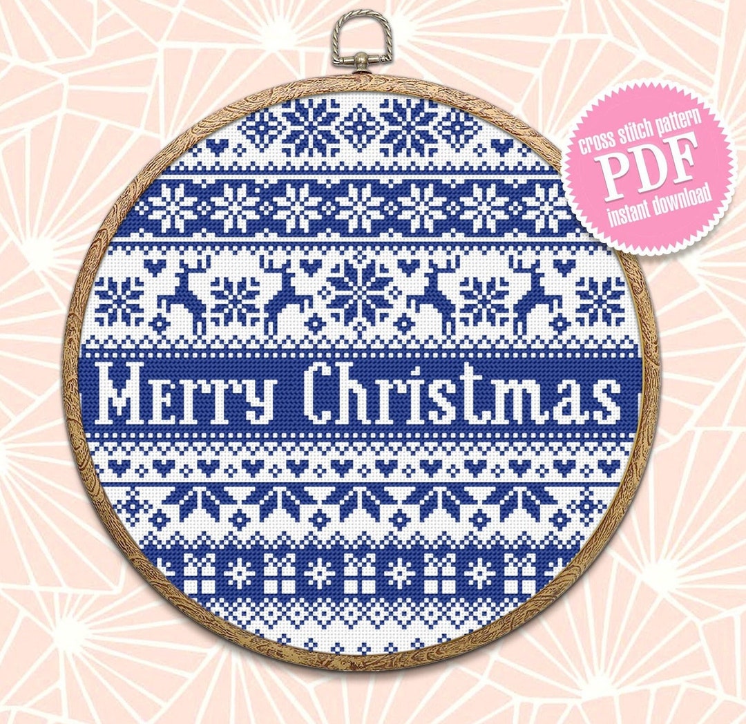 Nordic Christmas Cross Stitch Pattern Download PDF, Quaker Sampler