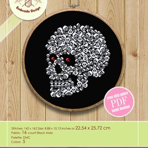 Halloween Skulls Cross Stitch Pattern Download PDF Gothic Ornament ...