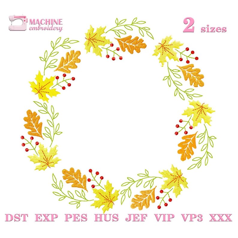 Fall Wreath Machine Embroidery Design Instant Download, Autumn Monogram ...