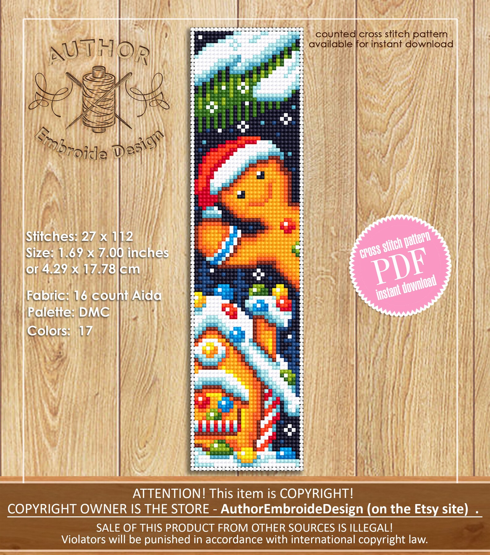 Christmas Bookmark Cross Stitch Pattern PDF Download Holiday - Etsy