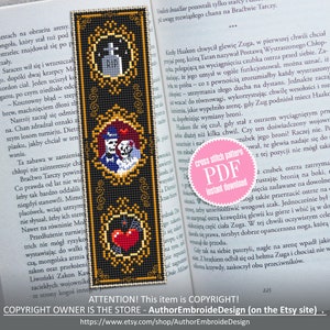 Gothic bookmark cross stitch pattern PDF download Gothic cross stitch chart, Goth wedding as Skeleton couple, Gothic heart #B131