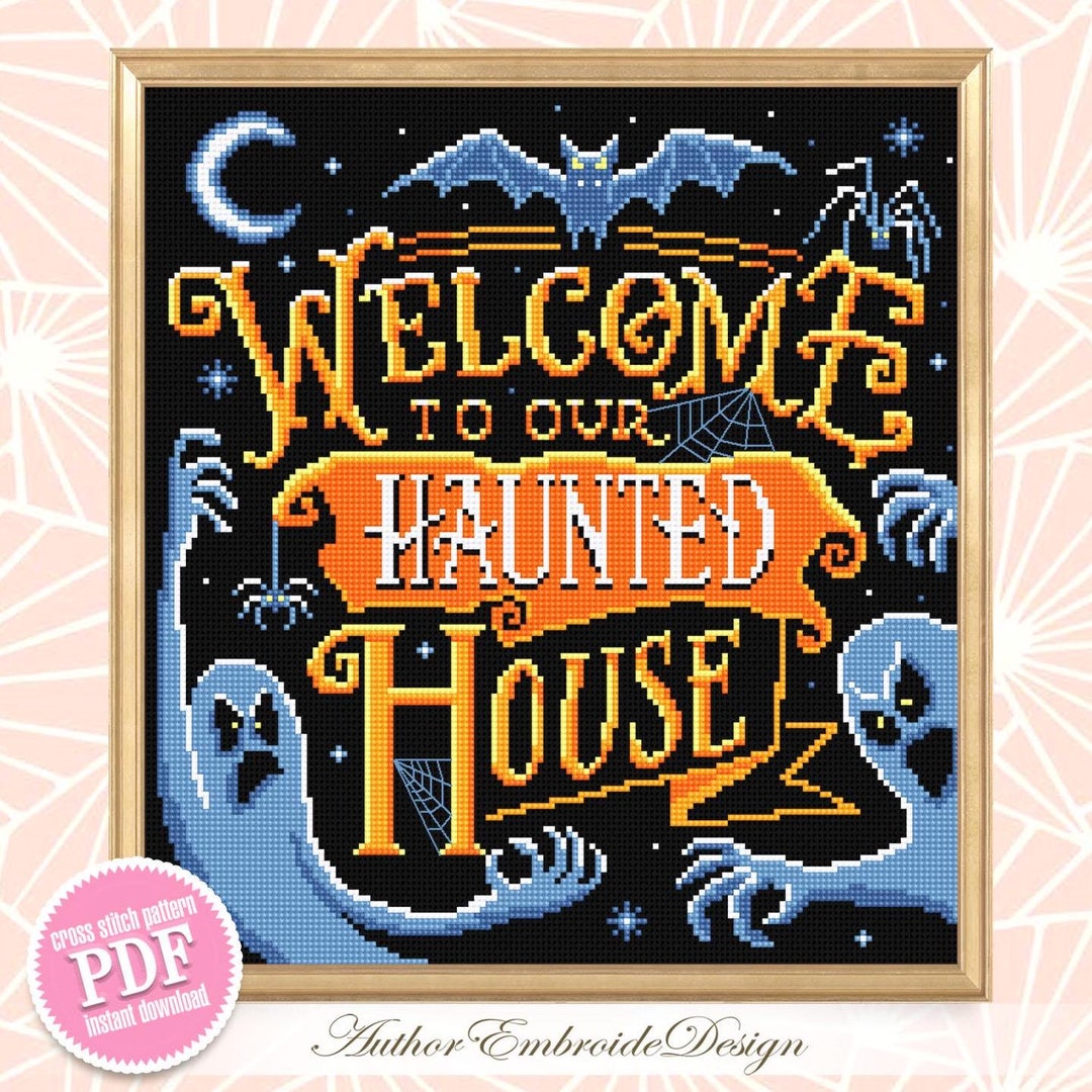 Halloween Quotes Cross Stitch Pattern Download PDF Spooky Ghost Cross ...