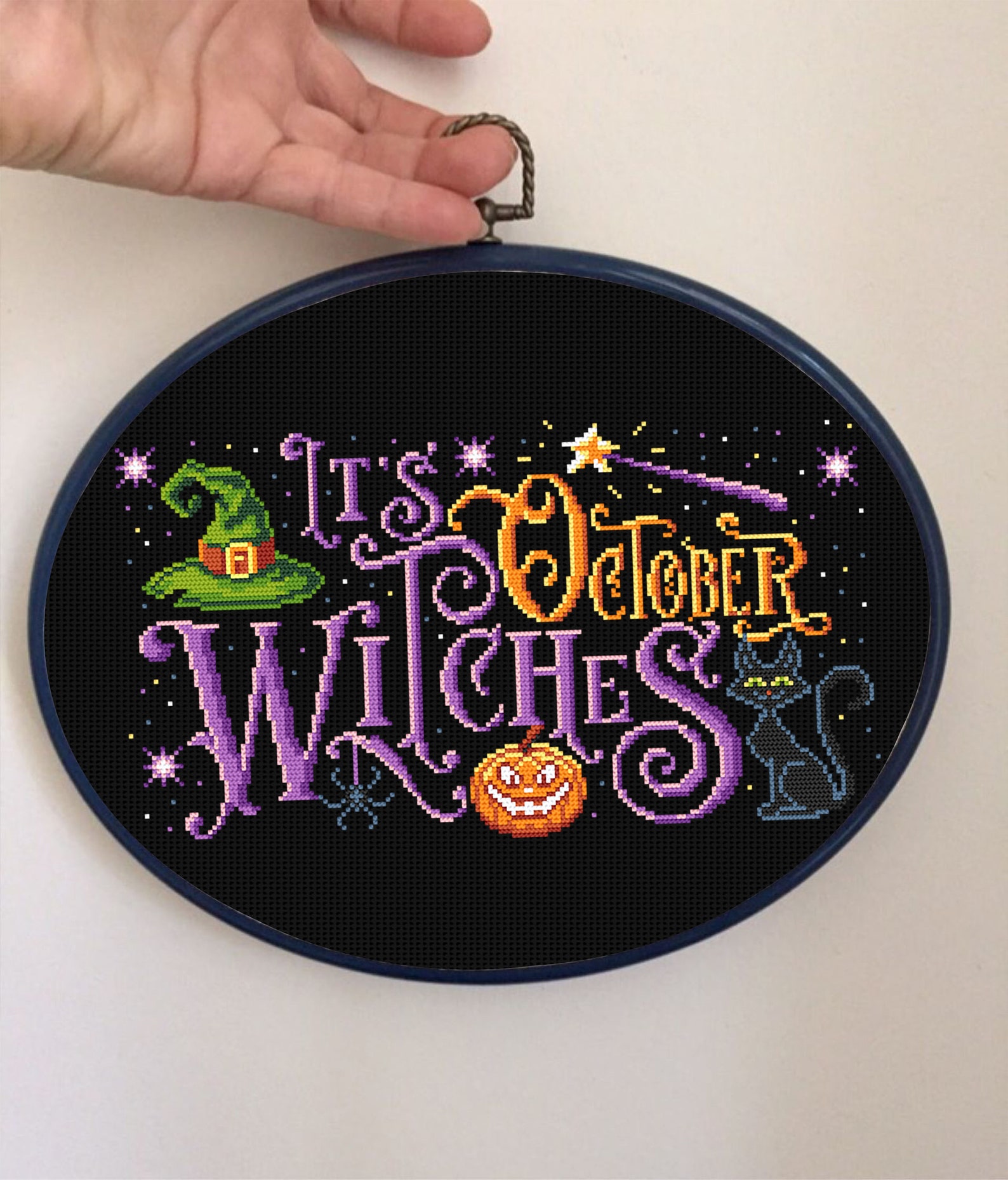 Halloween Quotes Cross Stitch Pattern Download PDF Witch Cross Stitch ...