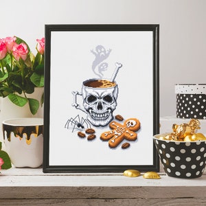 Halloween Coffee Mug Cross Stitch Pattern Download PDF, Gothic ...